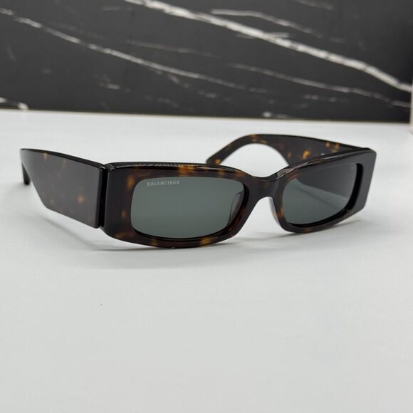 NEW BB0260S 002 BALENCIAGA DARK HAVANA/GREEN UNISEX BALENCIAGA SUNGLASSES - Picture 4 of 11